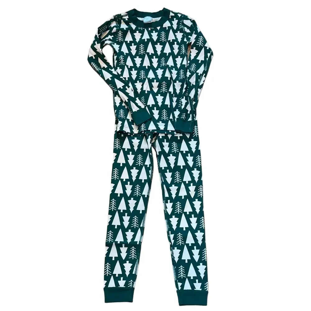 Hanna Andersson Green and White Tree Pajama Set